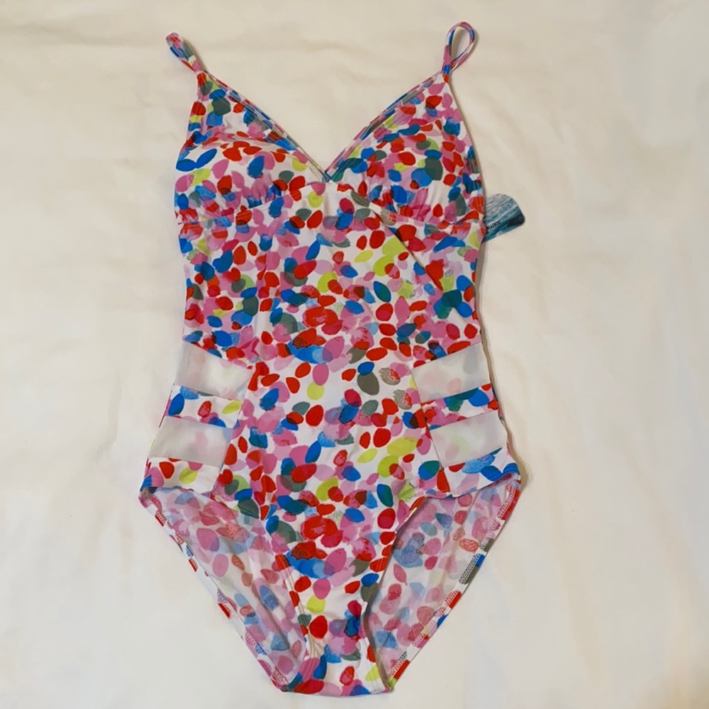 Bawdy Multi-Colored Dot One Piece Swimsuit, Medium